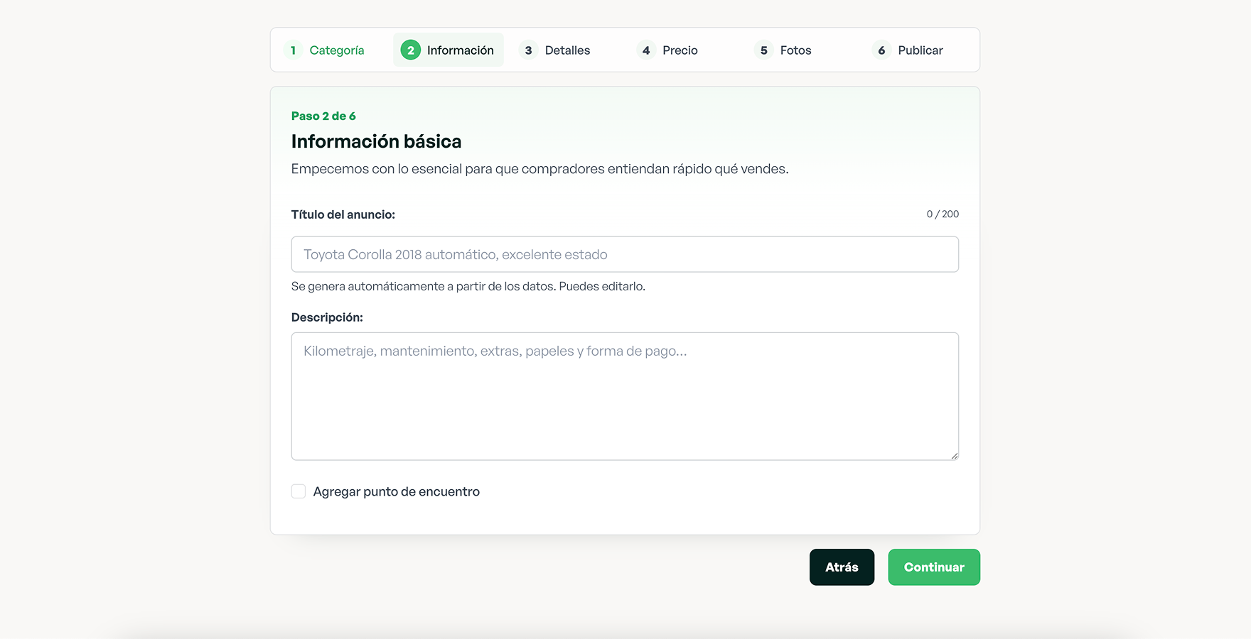Anunciate Ya — pantalla 3