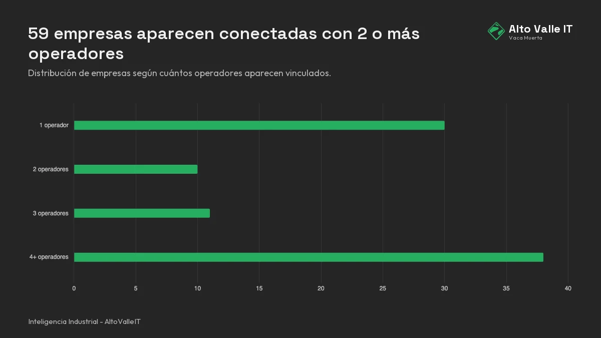 Composición editorial de red: operadores conectados con empresas proveedoras en Vaca Muerta